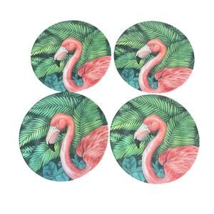 Vintage Evolution Sakura Lot of 4 Melamine Plastic Pink Flamingo Plates 8 1/2"